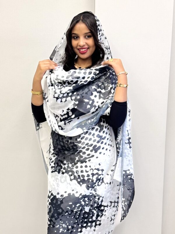 Black/White Pattern Full Width Voile