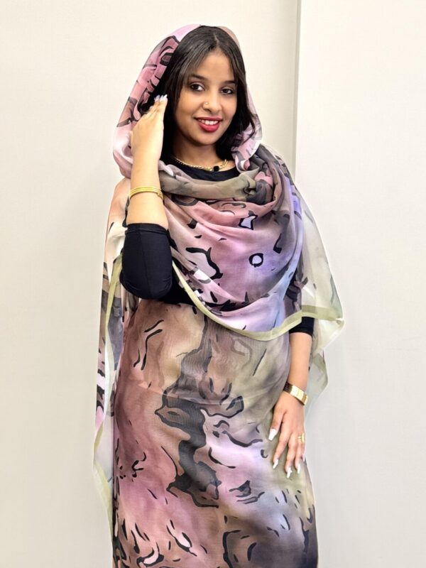 Pearly Purple/Peach Pattern Full Width Voile