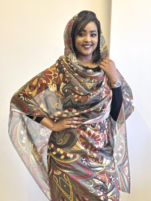 Kaki Pattern Half Width Voile