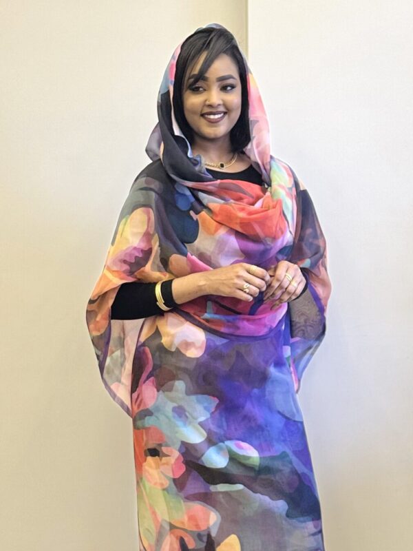 Coloured Floral Half Width Voile