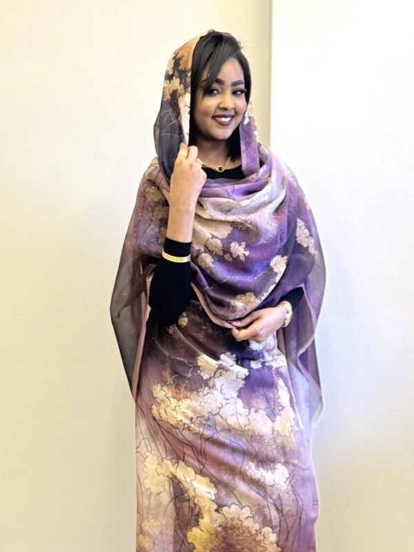 Grape Floral Half Width Voile