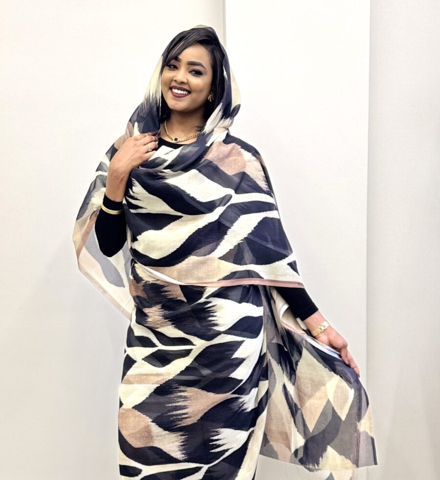 Black/Cream Pattern Half Width Voile