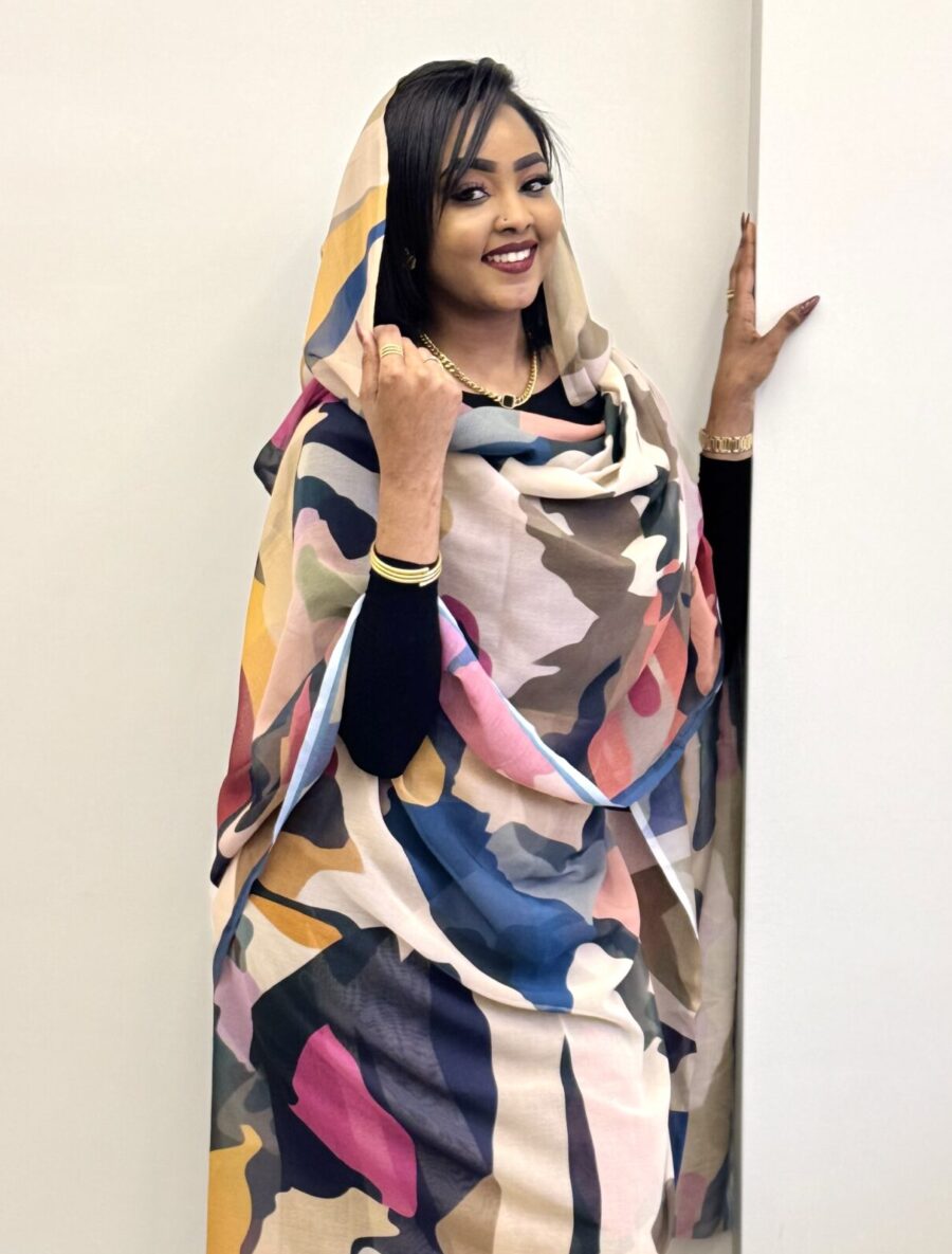 Beige Pattern Half Width Voile