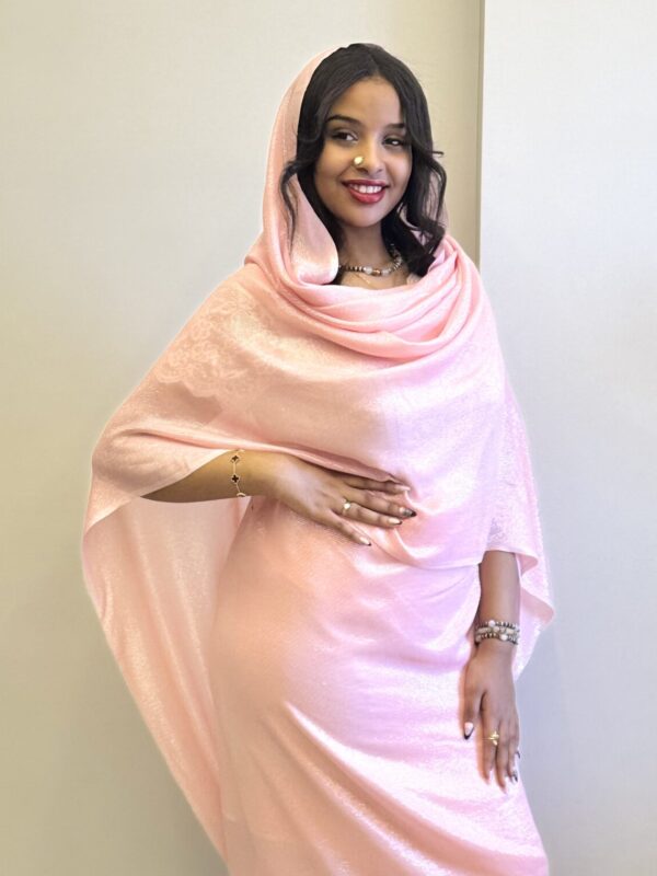 Light Pink Pattern Sparkle Half Width Georgette