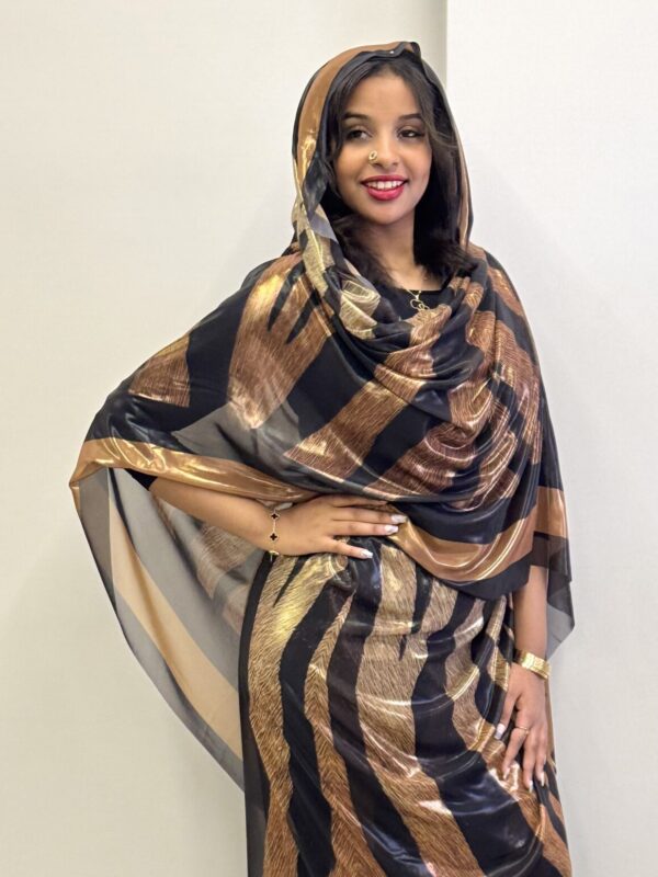 Brown Pattern Sparkle Half Width Lame