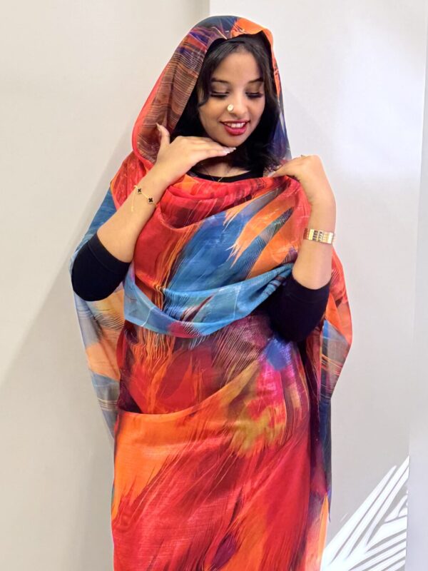 Orange/Petrol Pattern Sparkle Half Width Silk
