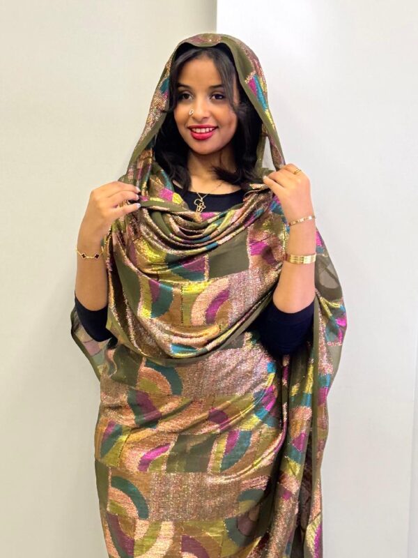 Kaki Pattern Sparkle Half Width Silk