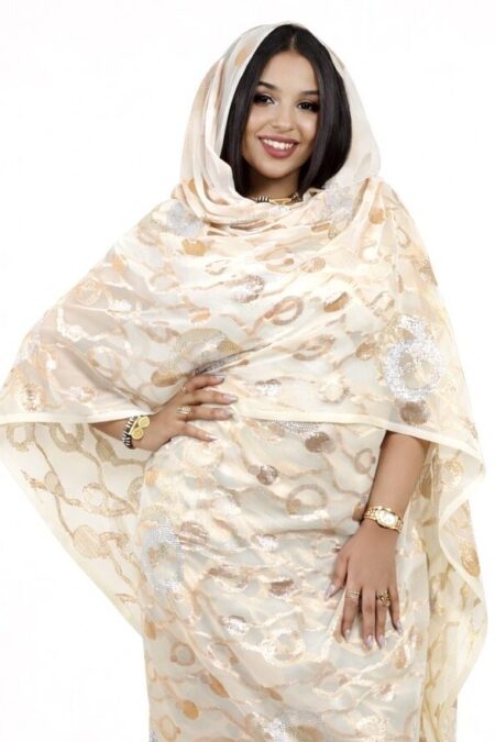 Off White Pattern Sparkle Half Width Silk