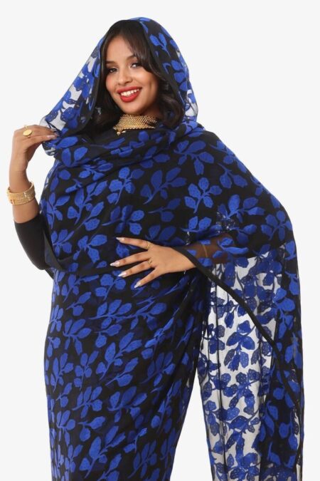 Blue Pattern Half Width Jacquard Silk