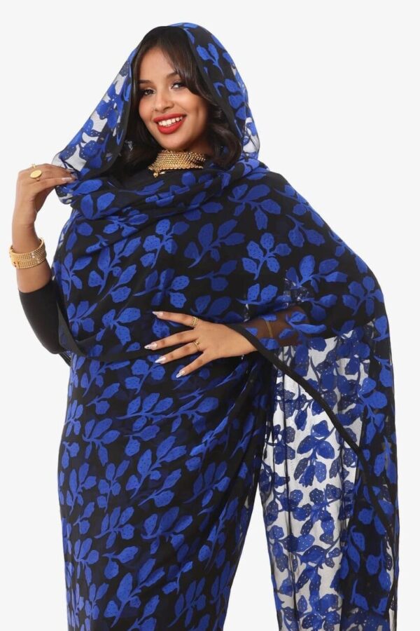 Blue Pattern Half Width Jacquard Silk