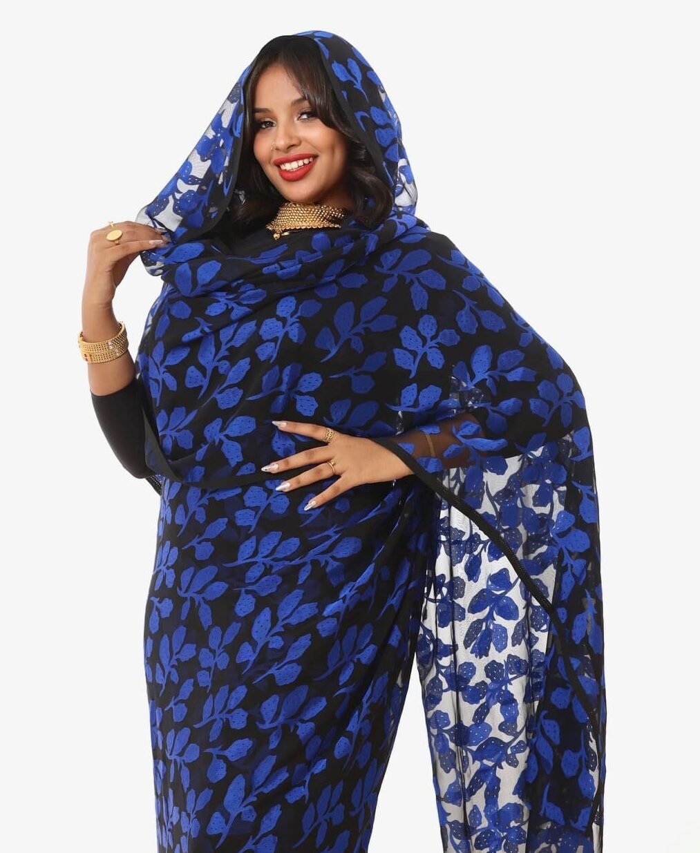 Blue Pattern Half Width Jacquard Silk
