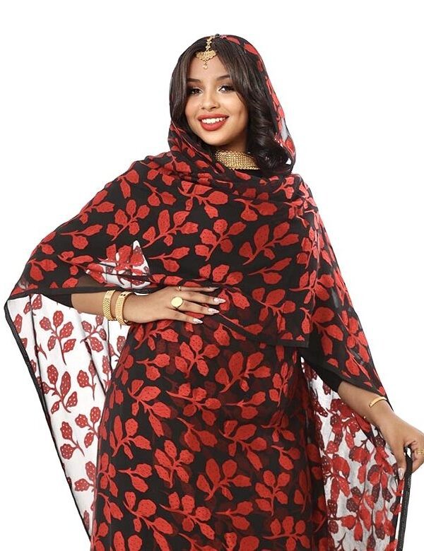 Red Leaves Half Width Jacquard Silk