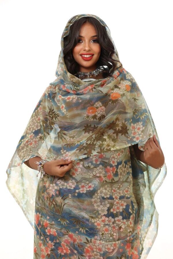 Mint Floral Sparkle Half Width Silk