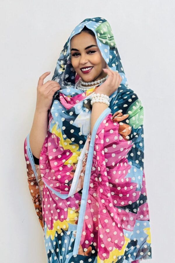 Blue Floral Full Width Swiss Voile