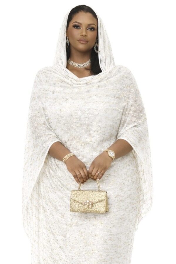 Off White Pattern Sparkle Half Width Silk.