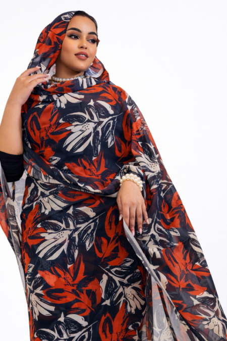 Black Leaves Full Width Swiss Voile