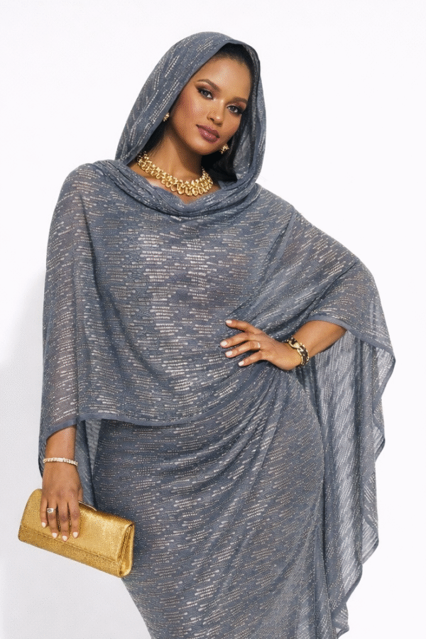 Grey Pattern Sparkle Half Width Silk