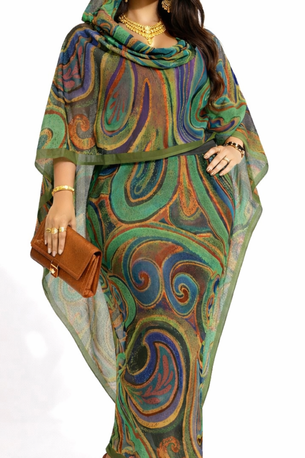 Turquoise Pattern Full Width Voile