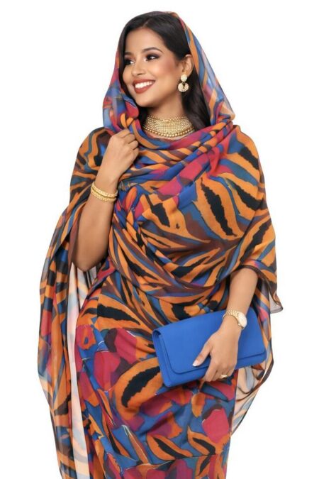 Pink/Orange Floral Full Width Voile