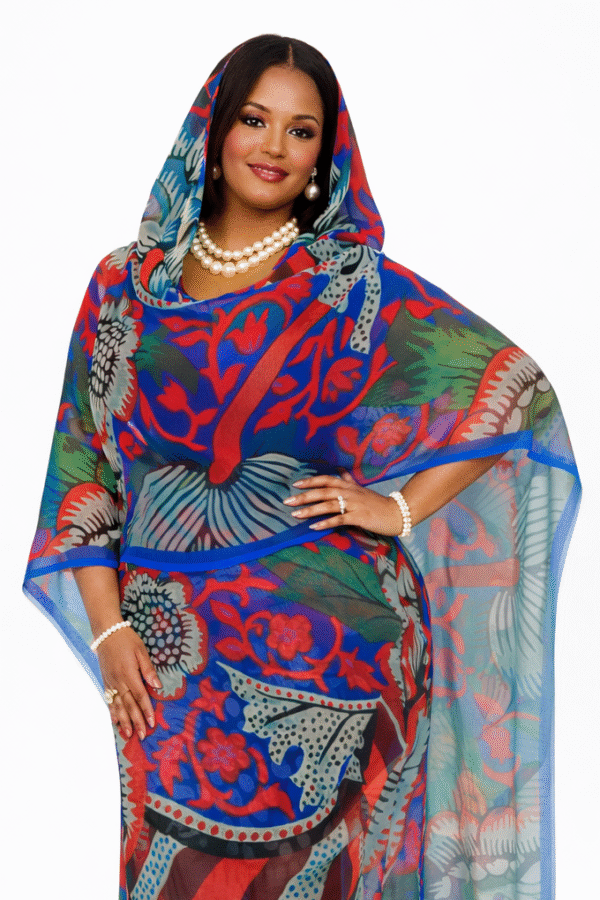 Dark Blue Pattern Full Width Voile