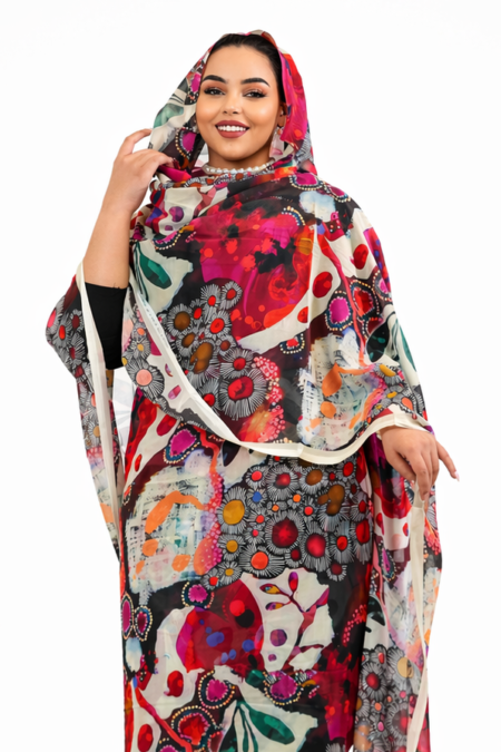 Cream/Pink Pattern Full Width Swiss Voile