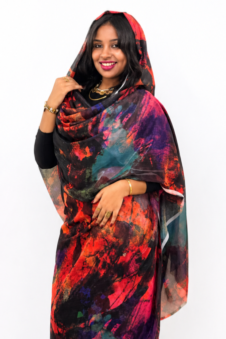 Coloured Pattern Sparkle Half Width Silk