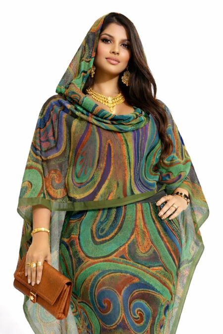 Green Pattern Full Width Voile