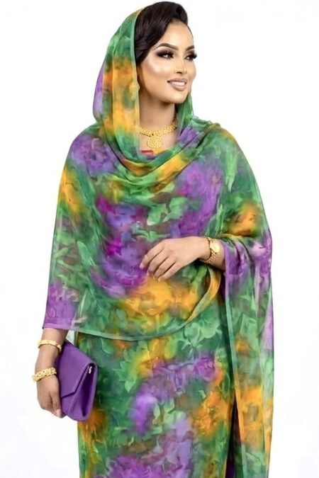 Mixed Coloured Pattern Half Width Jacquard Silk