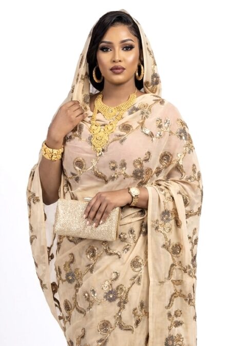 Gold Floral Sparkle Half Width Pure Silk