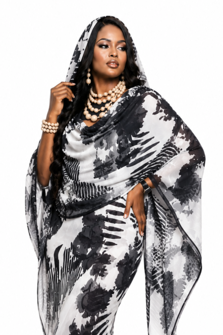 Black/White Pattern Full Width Voile