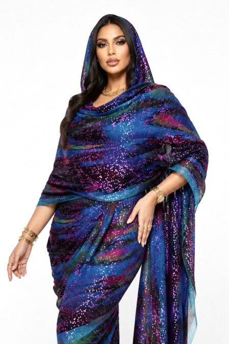 Blue Pattern Full Width Swiss Voile Foil