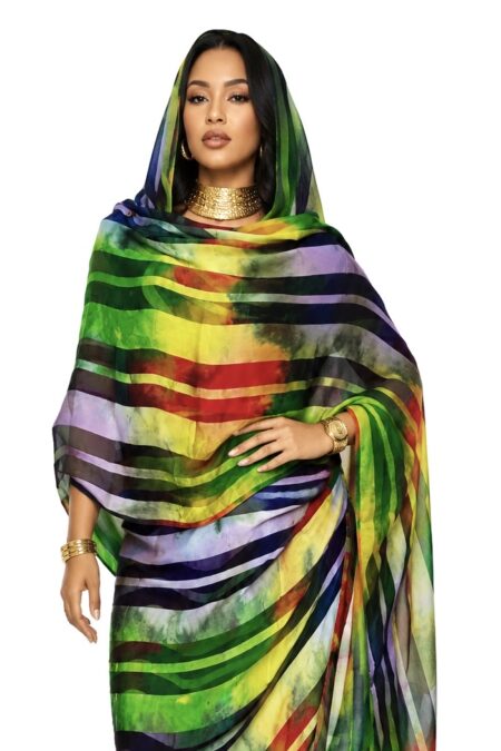 Lime Green Pattern Half Width Pure Silk