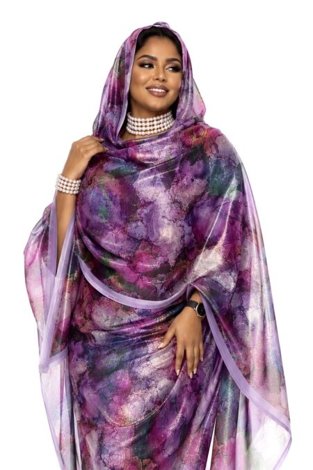 Purple Pattern Half Width Swiss Voile Lame