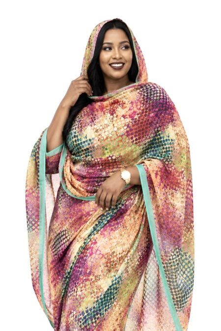 Orange Pattern Half Width Voile