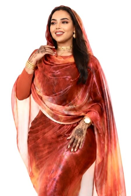 Shades Of Orange Pattern Half Width Laser Silk