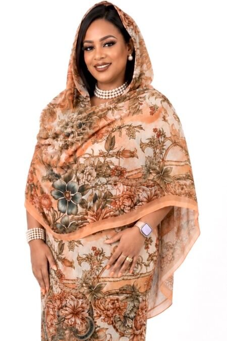 Peach Floral Half Width Swiss Voile