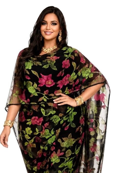 Green Floral Jacquard Half Width Silk