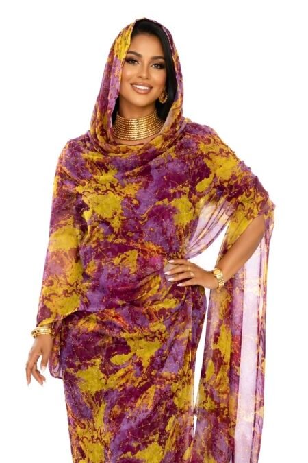 Mustard Pattern Sparkle Half Width Silk
