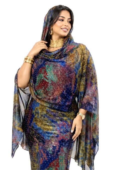 Mixed Colour Pattern Sparkle Half Width Silk
