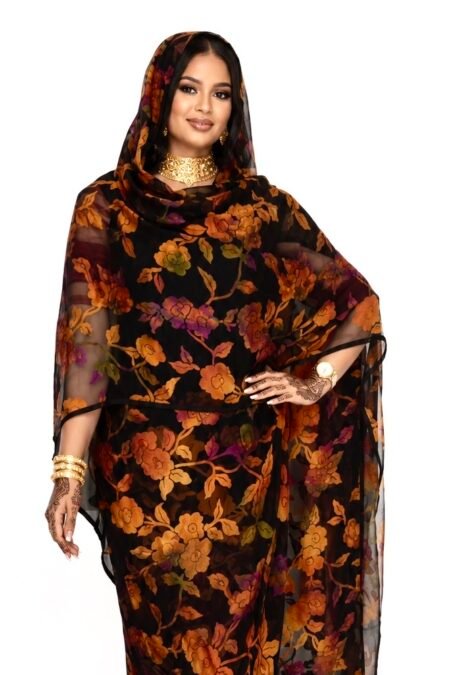 Turmeric Floral Jacquard Half Width Silk
