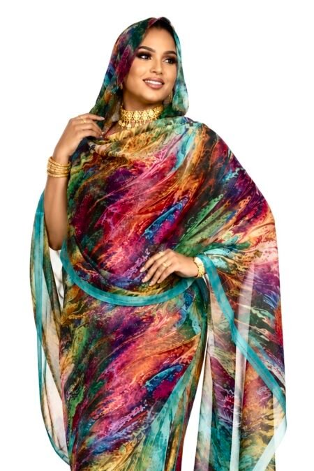 Mixed Colour Pattern Half Width Swiss Voile Lame