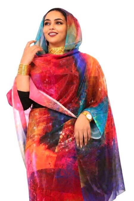 Mixed Colour Pattern Sparkle Half Width Laser Silk