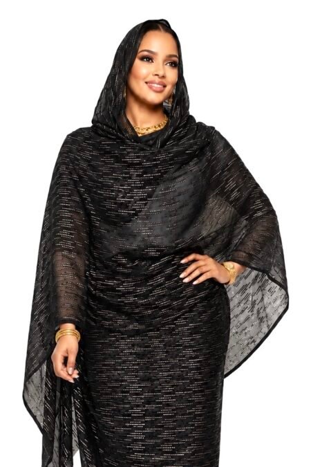 Black Pattern Sparkle Half Width Silk