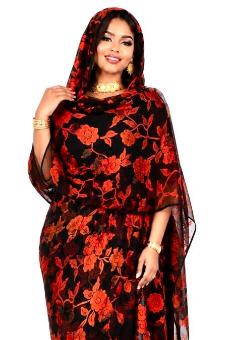 Pumpkin Floral Jacquard Half Width Silk