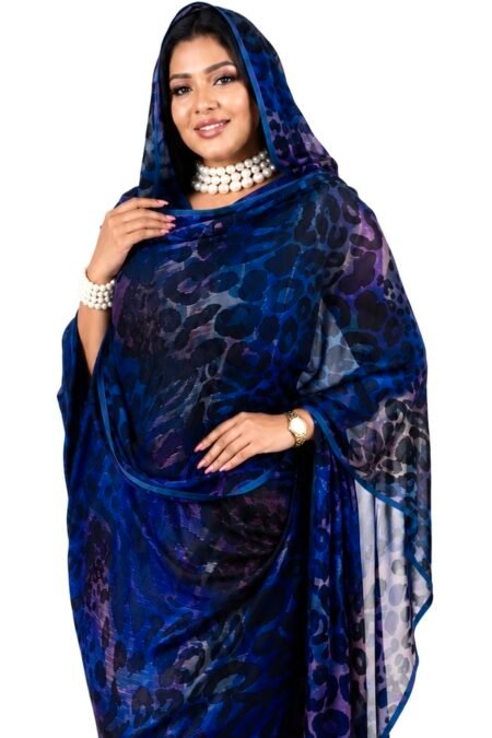 Navy Blue Jacquard Half Width Sparkle Silk