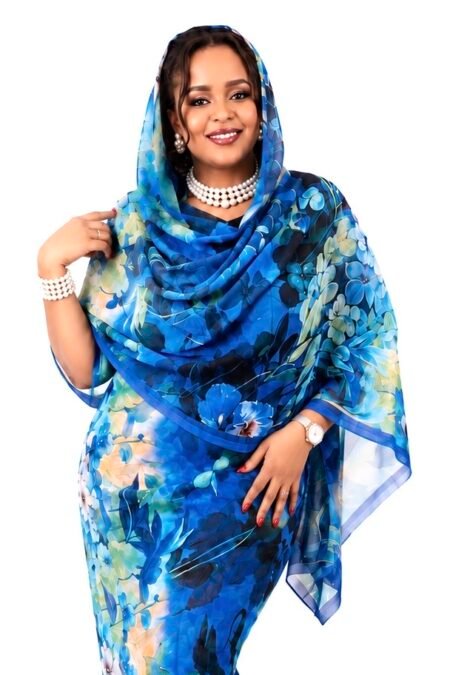 Royal Blue Floral Half Width Swiss Voile