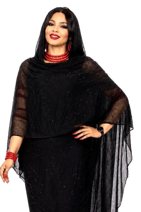 Black Pattern Sparkle Half Width Silk