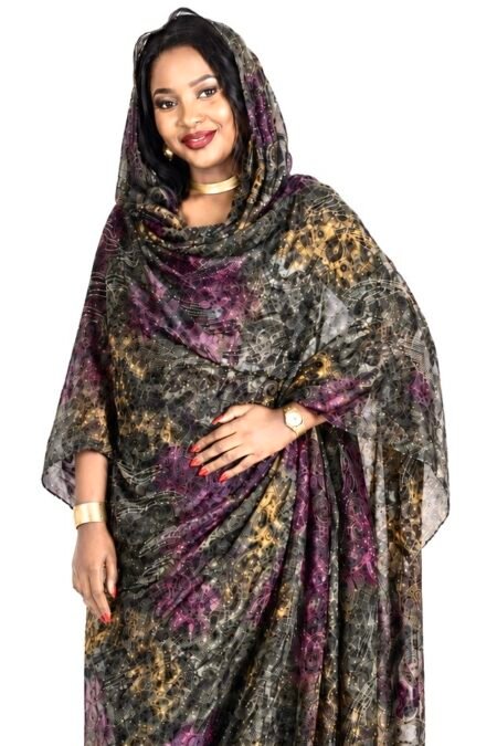 Charcoal/Olive Pattern Sparkle Half Width Silk