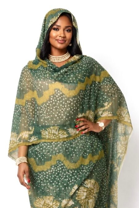Kaki Floral Half Width Voile