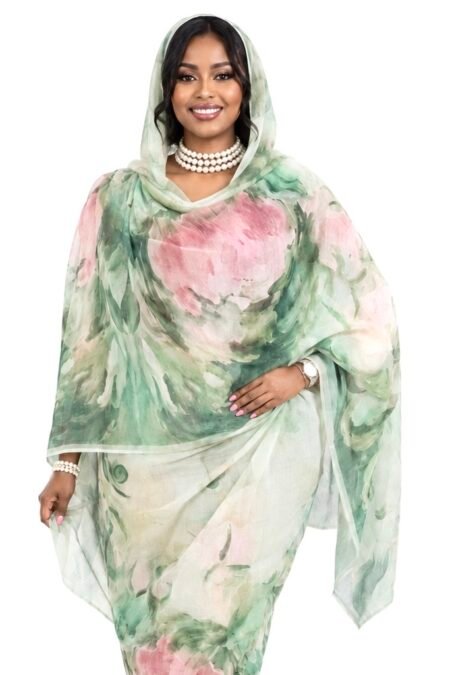 Mint Floral Half Width Voil